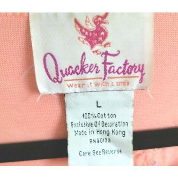 Quacker Factory Large 3/4 Sleeve Beaded Embellished Fish Coral Orange T-Shirt - Picture 4 of 6